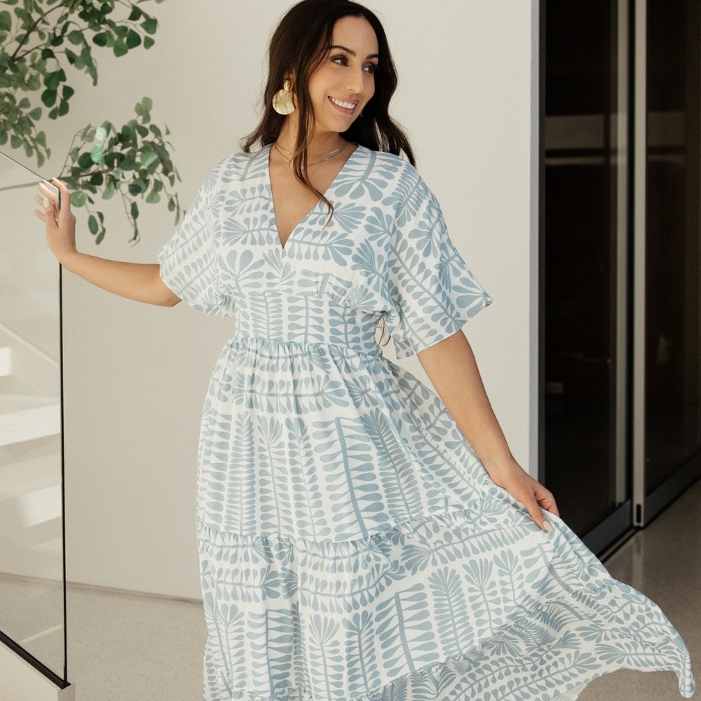 Baltic Born Austin Kimono Dress | Blue Print Size LL
